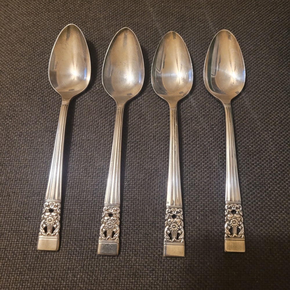 4 Oneida CORONATION Oval 6 1/8" Tea/Soup Spoons Community Silverplate‎